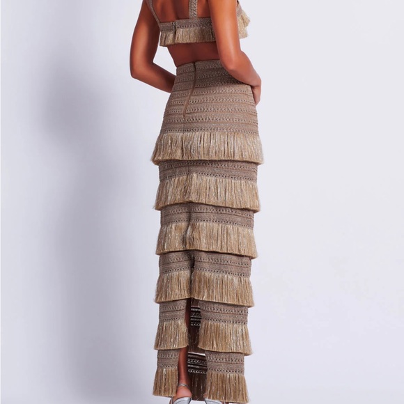 PatBO metallic tiered fringe maxi skirt & bra top - Picture 2 of 9